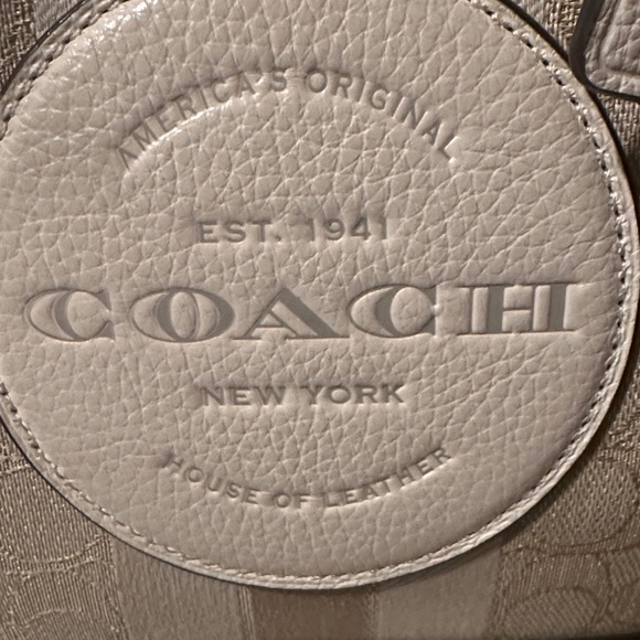 Coach Beige Canvas w/Cream Trim Signature Stripe Dempsey Carryall Tote - Picture 2 of 13